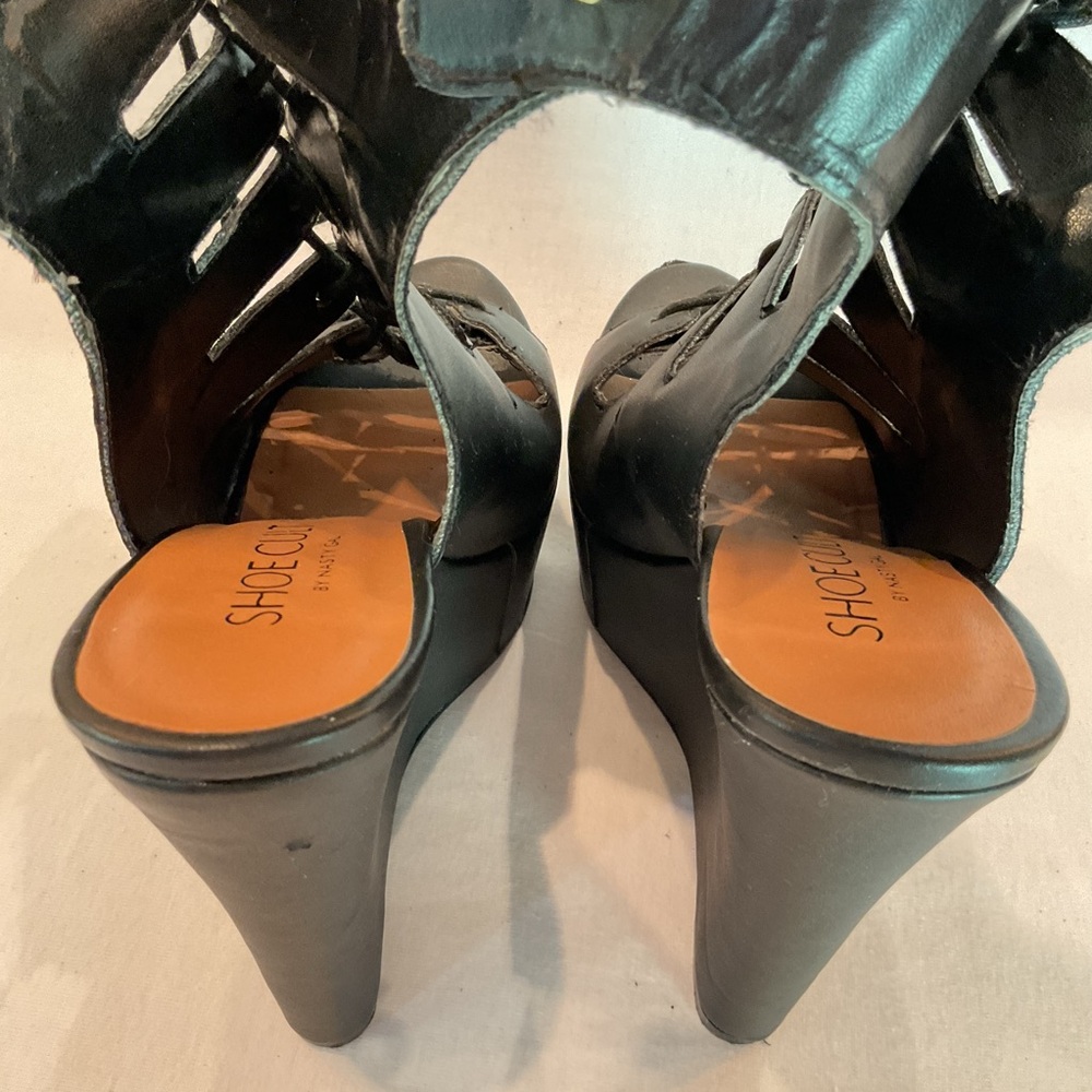 NASTY GAL Black Lace Up Gladiator Platform Wedge Boots Whimsigoth Punk Bold Sz 6 - Picture 14 of 16
